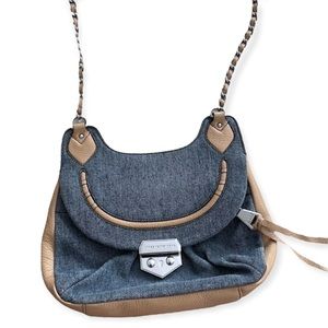 Leather & Denim Purse by Aimee Kestenberg Crossbody Bag w/ Lock Theft Protection